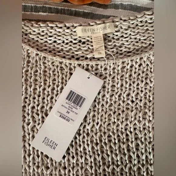 NWT Eileen Fisher Women's Cream 100% Organic Cotton Sweater 3X Layering spring! - Picture 2 of 6